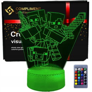 3D LED USB nočná lampa + diaľkové ovládanie Minecraft Game